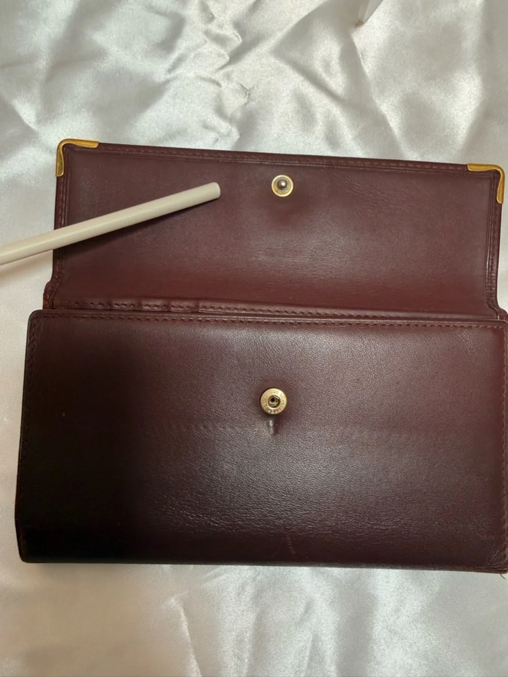 Cartier Must de Cartier Burgundy Leather Long Wallet Gold-tone Corners